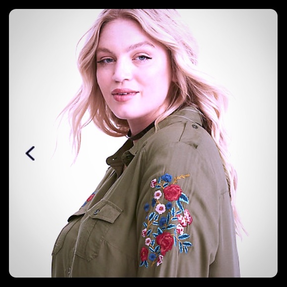 Torrid Embroidered Olive Camp Shirt 00 - Picture 1 of 6